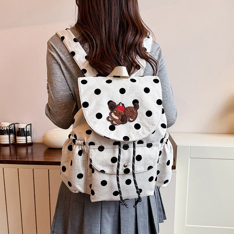 Playful Polka Dot Themed Backpack LoungeYard — product view 6