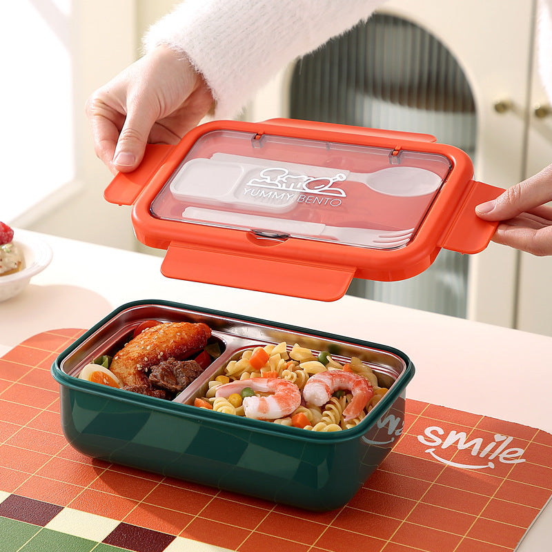 Stylish Multi-Compartment Bento Lunch Box with Integrated Cutlery — product view 3