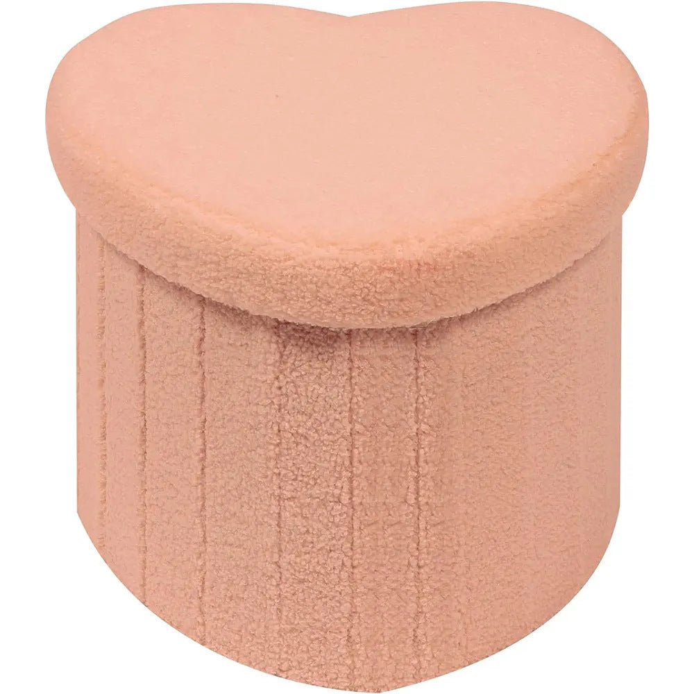 Heart-Shaped Plush Storage Ottoman Bowlift — product view 4