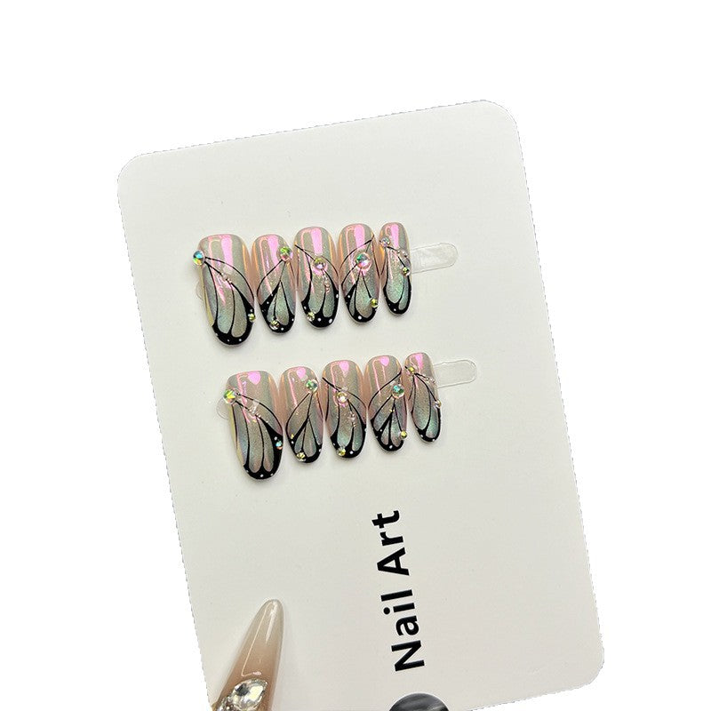 Artistic Rhinestone-Embellished Press-On Nail Tips — product view 4