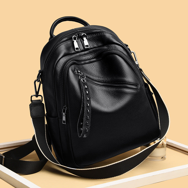 Stylish and Versatile Leather Backpack LoungeYard — product view 2