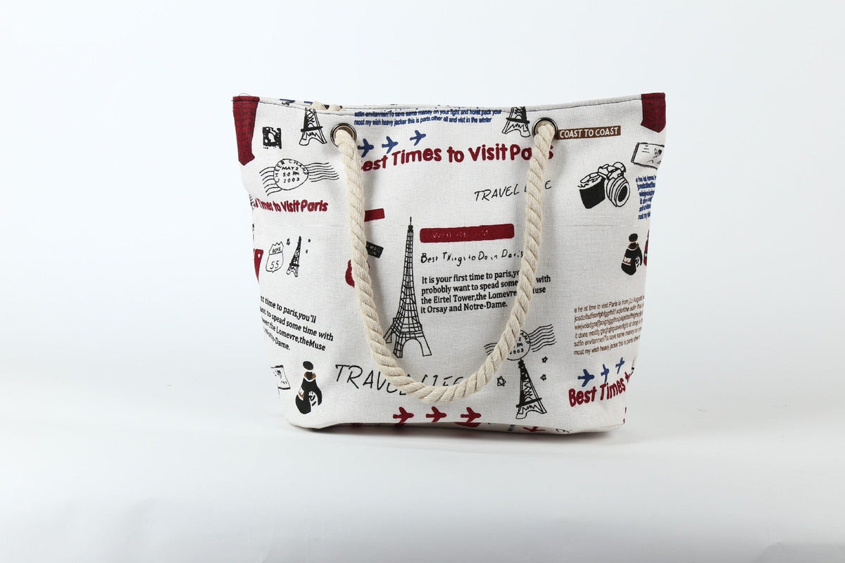 Beach bag in maritime design with sturdy rope handles LoungeYard — product view 4