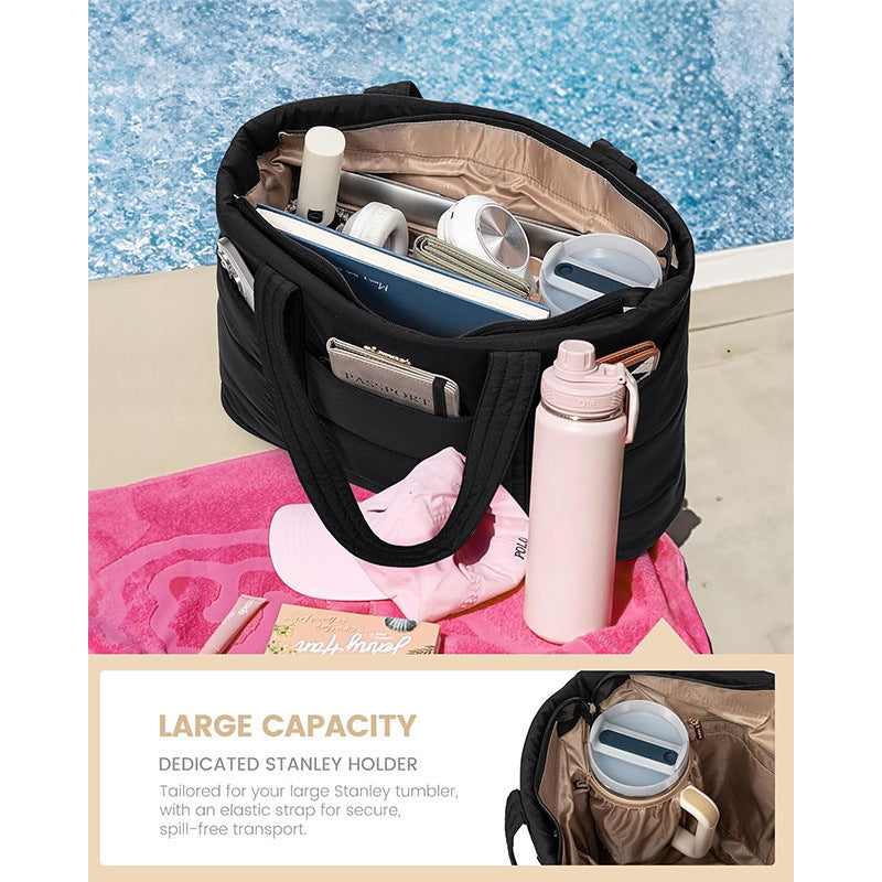 Padded tote bag with practical exterior pockets LoungeYard — product view 3