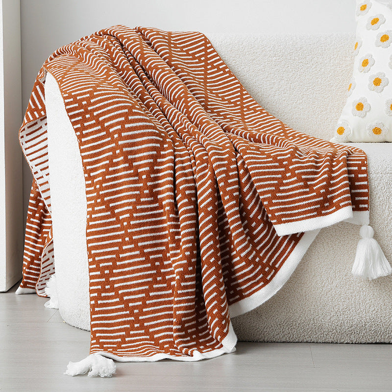 Women's knitted blanket with geometric pattern LoungeYard — product view 2