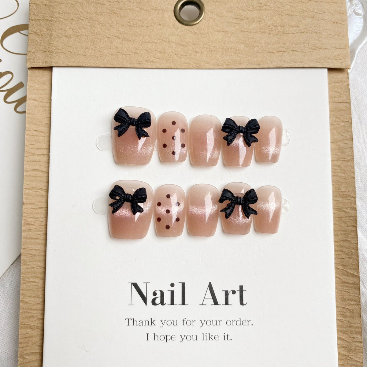 Decorative Bow Accent Press-On Nail Set — product view 2