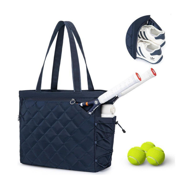 Quilted Sports Tote Bag with Shoe Compartment LoungeYard — product view 6