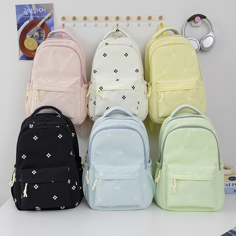 Embroidered Floral Patterned School Backpack LoungeYard — product view 4