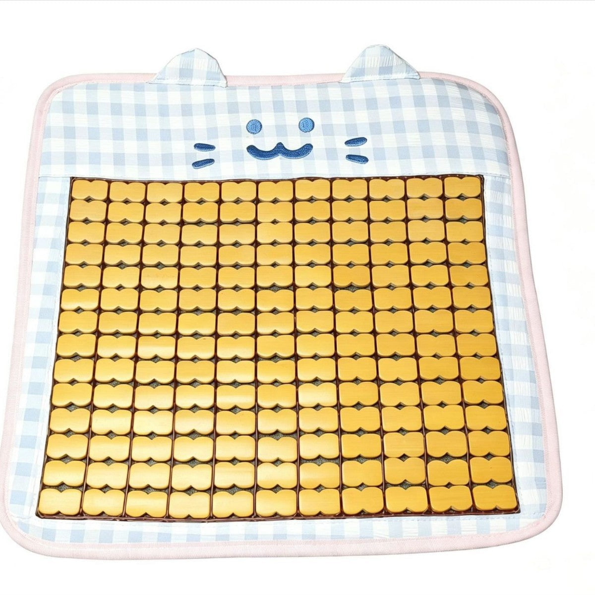 Padded seat cushion with massage stones and cat appliqué — product view 2