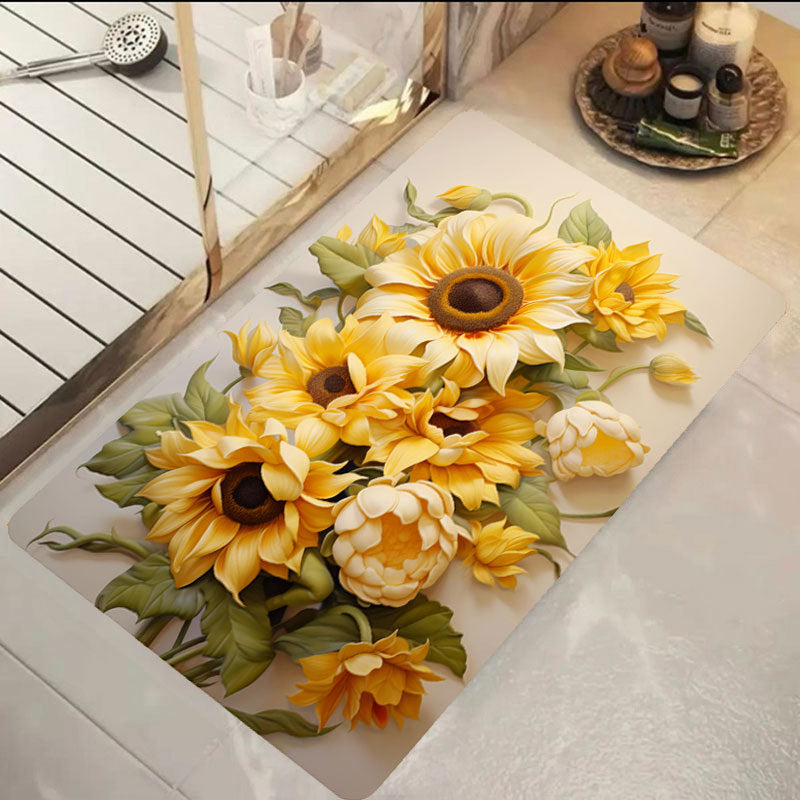 Floral Print Bath Mat LoungeYard — product view 2