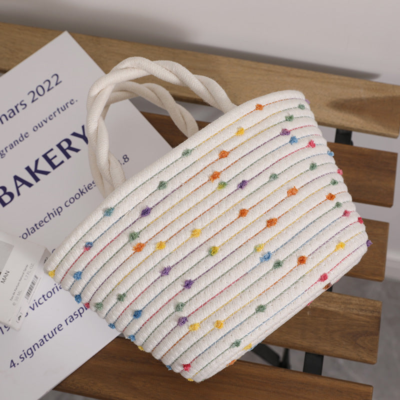 Decorative cotton basket bag LoungeYard — product view 3