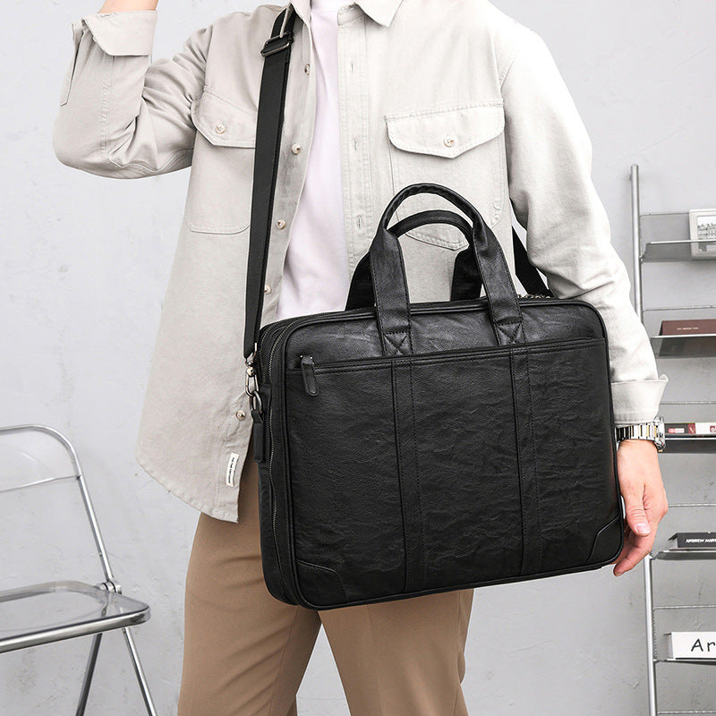 Laptop and Briefcase Made of High-Quality Leather LoungeYard — product view 3