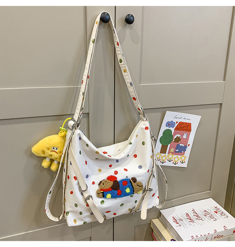 Playful Polka Dot Plush Crossbody Bag LoungeYard — product view 4