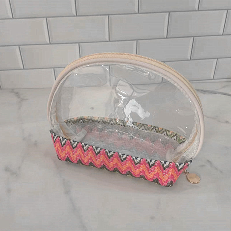 Transparent cosmetic bag with colorful bottom LoungeYard — product view 6