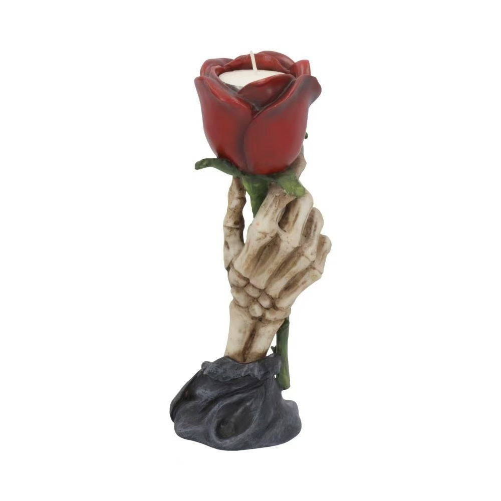 Gothic Skeleton Hand Rose Candle Holder Bowlift — product view 5
