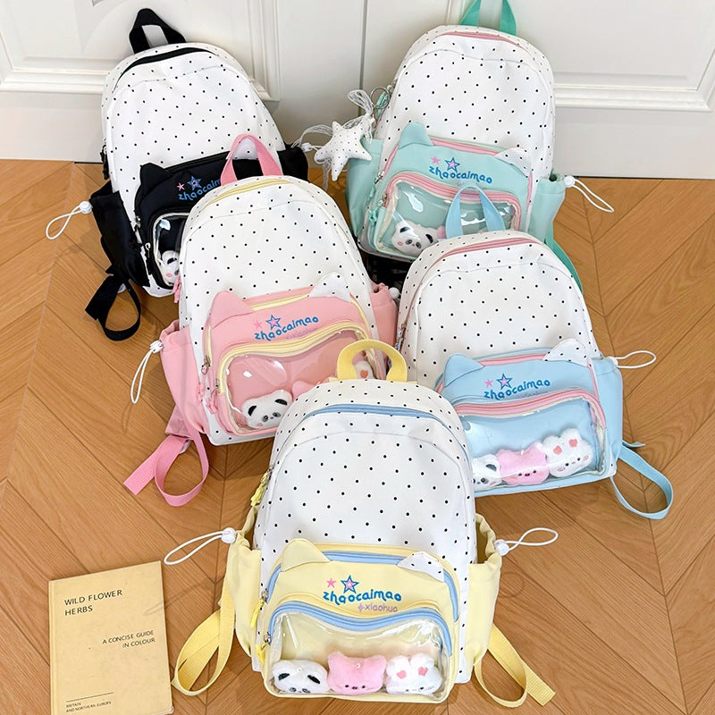 Playful Polka Dot School Backpack LoungeYard — product view 4