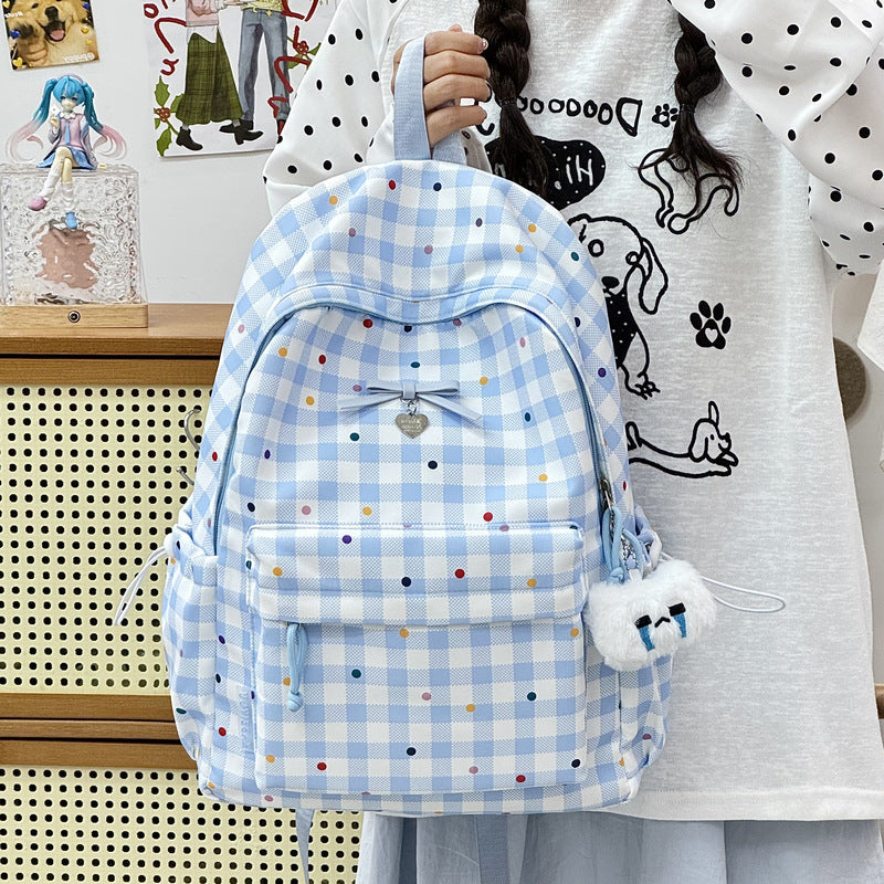 Playful Checked Pattern Backpack LoungeYard — product view 2
