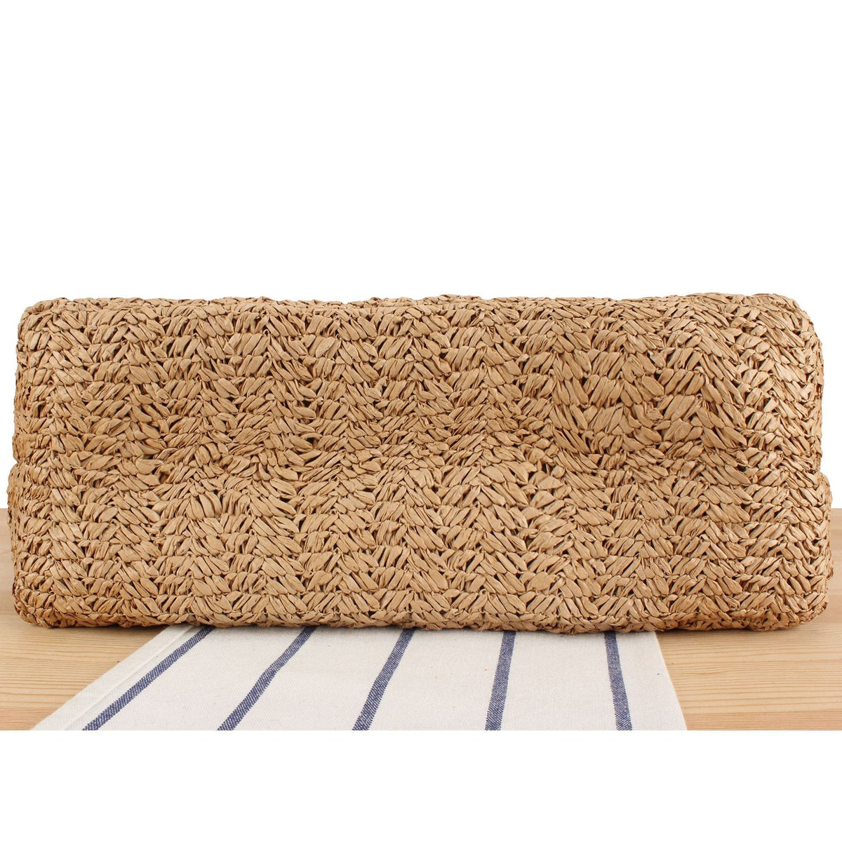 Braided beach bag with wood details LoungeYard — product view 4