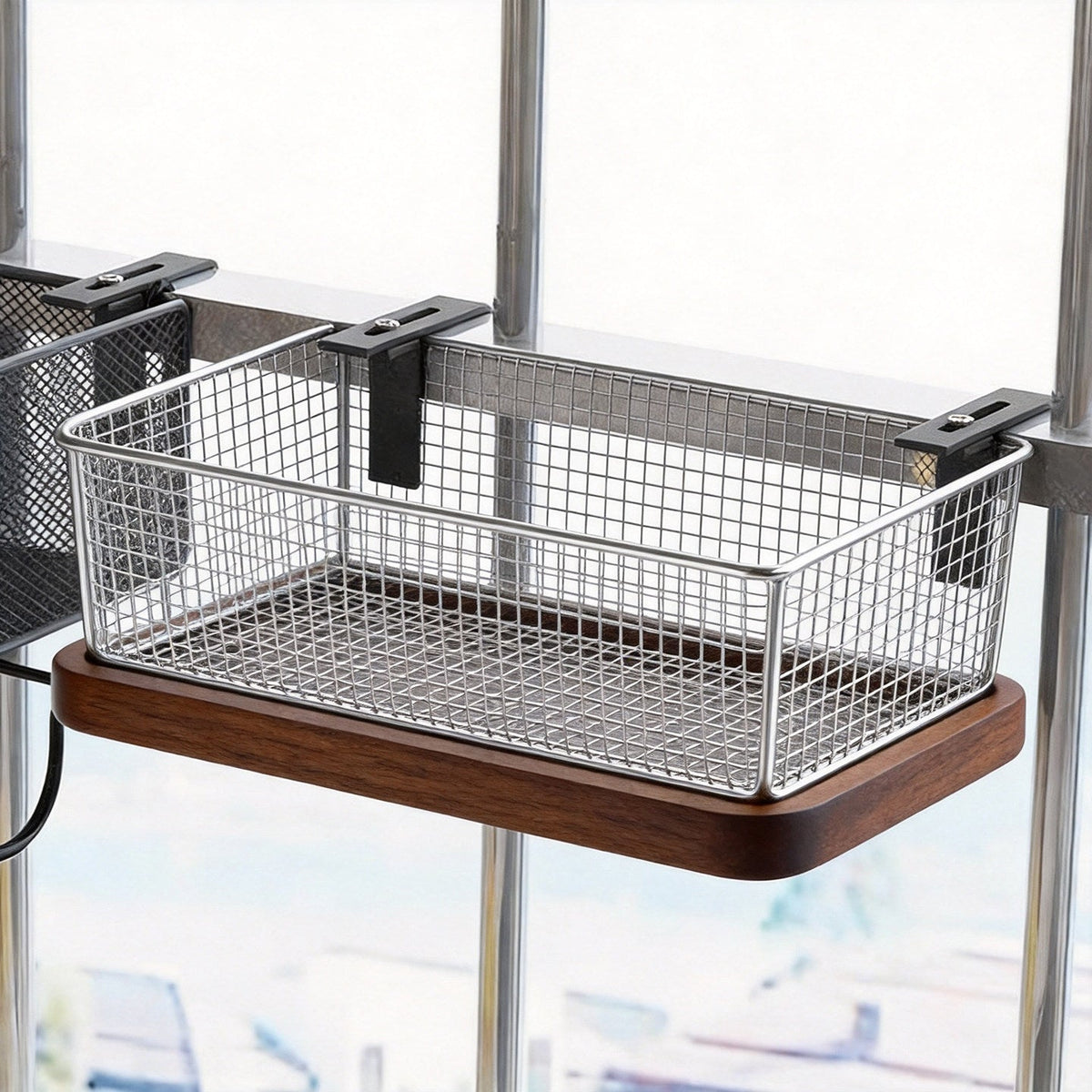 Window-Mounted Mesh Spice Rack and Bar Hanging Organizer — product view 1