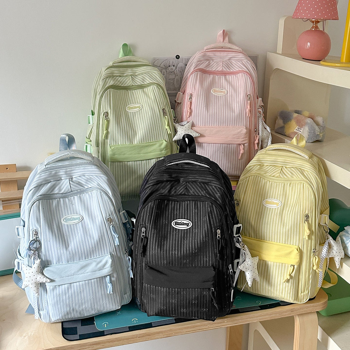 Stylish Striped Backpack LoungeYard — product view 4
