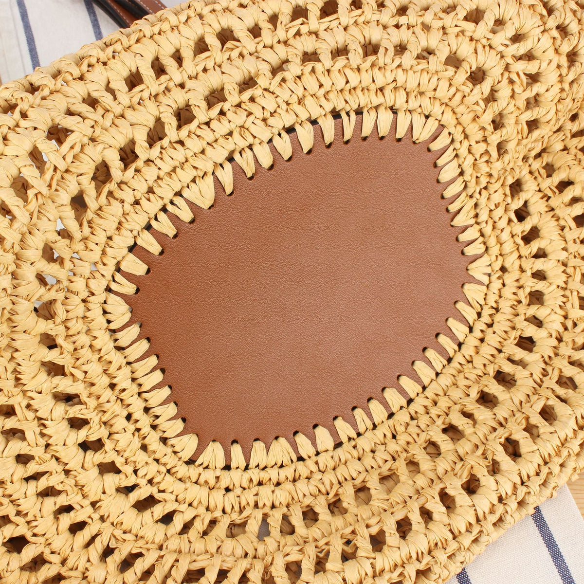 Braided Bast Handbag with Elegant Leather Accents LoungeYard — product view 4