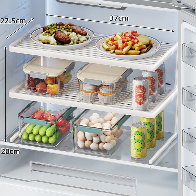 Two-Tier Adjustable Refrigerator Shelf Riser with Non-Slip Slatted Platform — product view 1