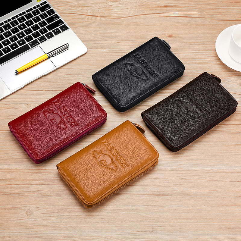 Elegant Zippered Leather Passport Holder — product view 6