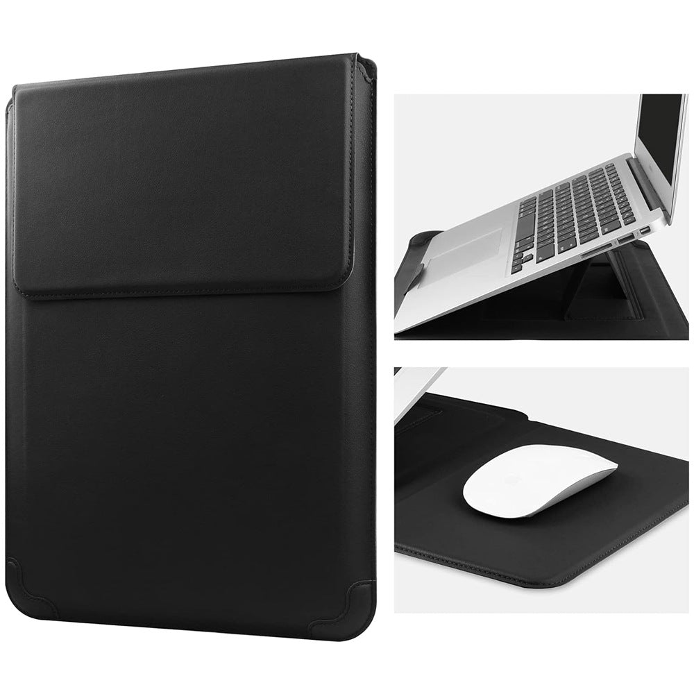 Padded laptop sleeve with integrated foldable stand and mouse pad LoungeYard — product view 3
