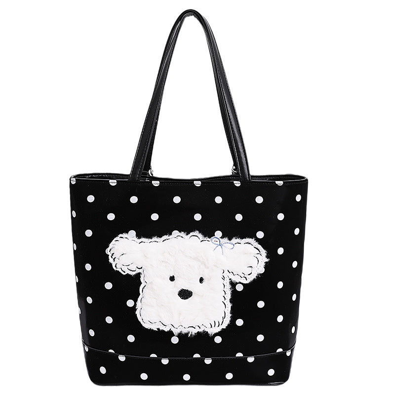 Plush shoulder bag with playful dog motif LoungeYard — product view 5