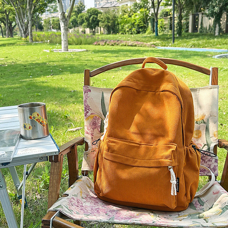 Corduroy Textured Casual Backpack LoungeYard — product view 7