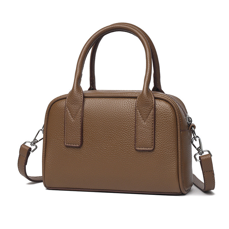 Textured Leather Mini Handheld Satchel LoungeYard — product view 5