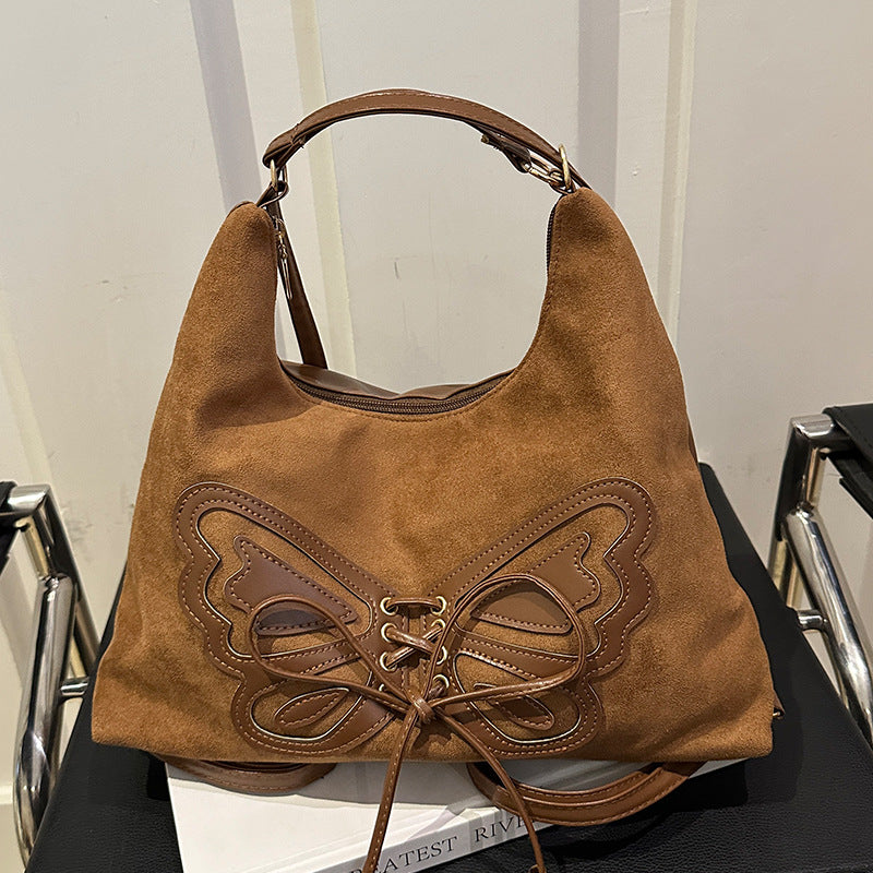 Butterfly Embellished Suede Hobo Bag — product view 3