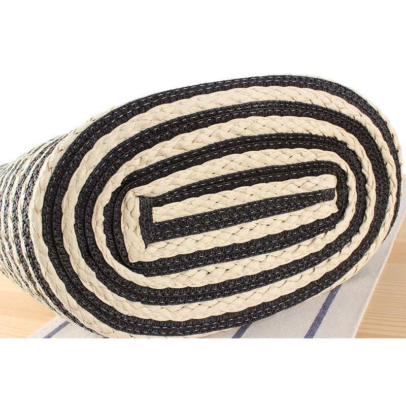 Braided beach bag with modern stripes and sturdy handles LoungeYard — product view 4