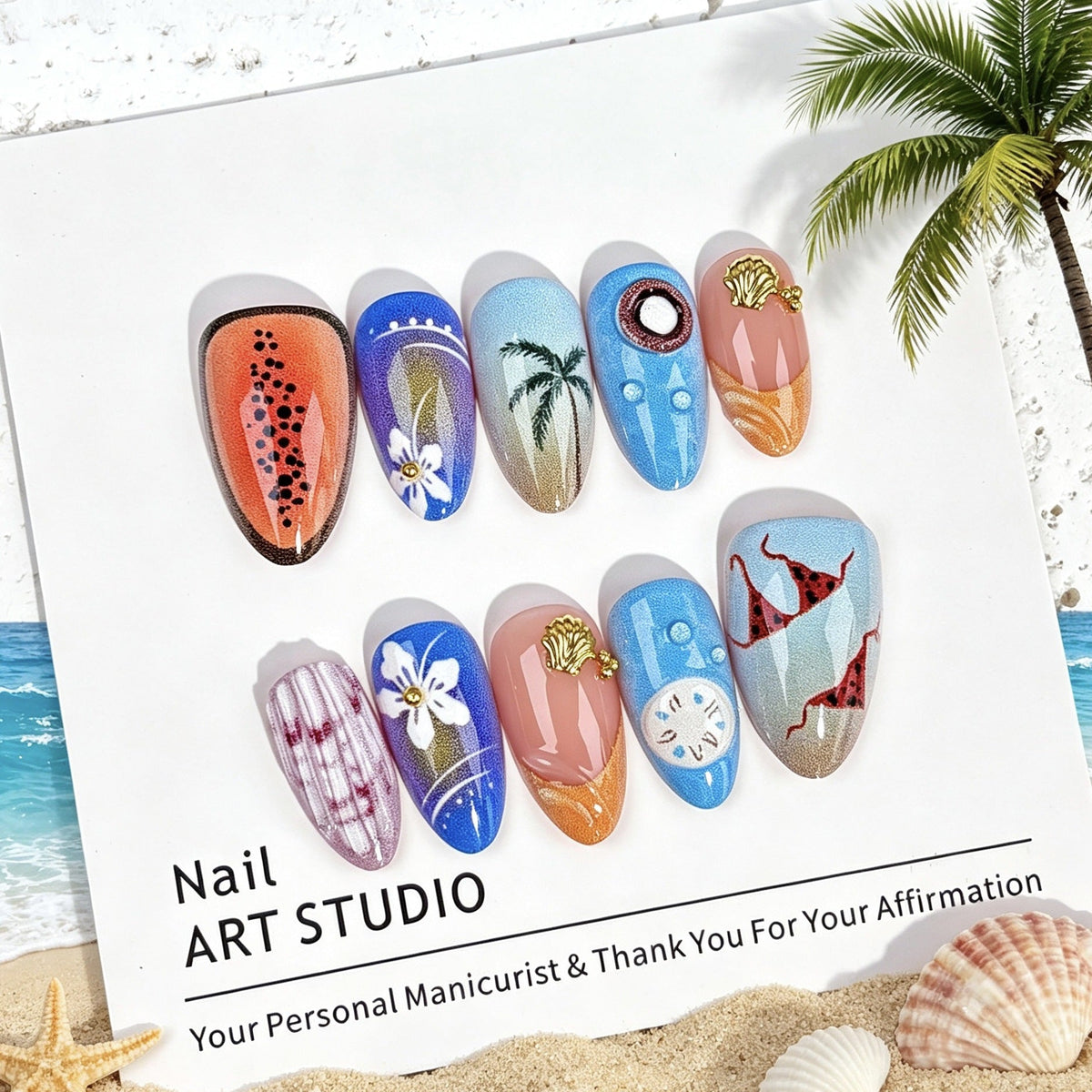 Artistic Ocean-Inspired Press-On Nail Set — product view 3