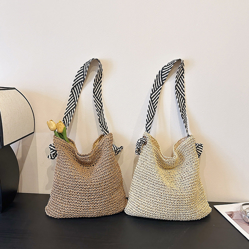 Woven Straw Beach Tote — product view 1