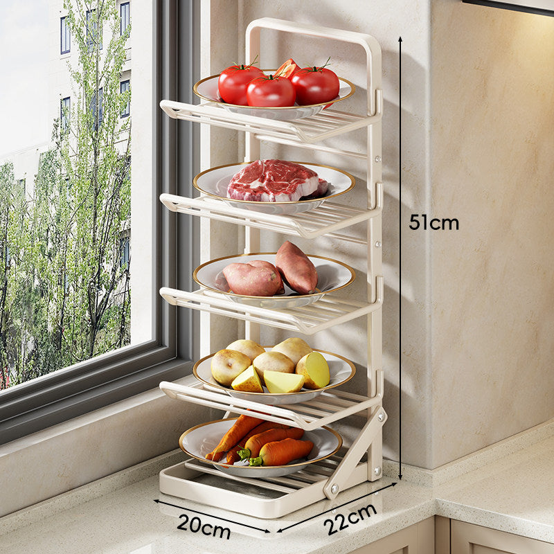 Three-Tier Adjustable Foldable Countertop Fruit and Vegetable Storage Rack — product view 5