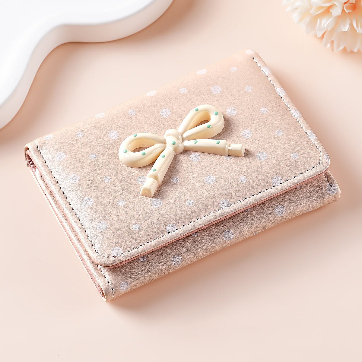 Charming Polka Dot Wallet with Bow Detail — product view 2