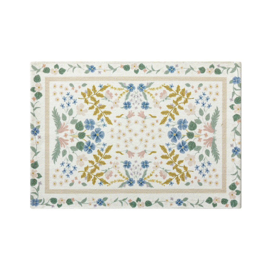 Floral woven bath mat with jacquard structure, absorbent cotton surface and non-slip underside LoungeYard — product view 5