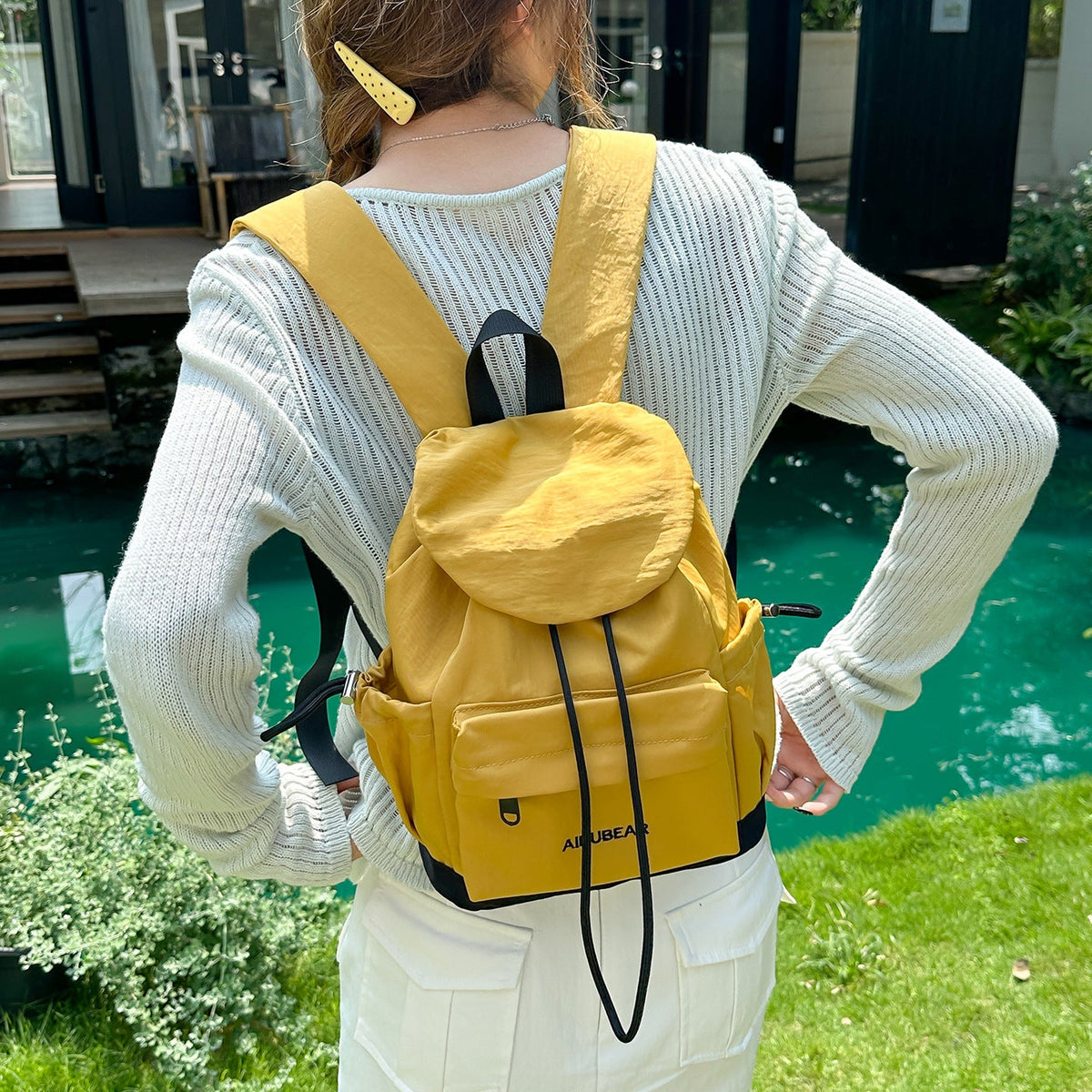 Multi-Pocket Stylish Backpack with Adjustable Straps LoungeYard — product view 2