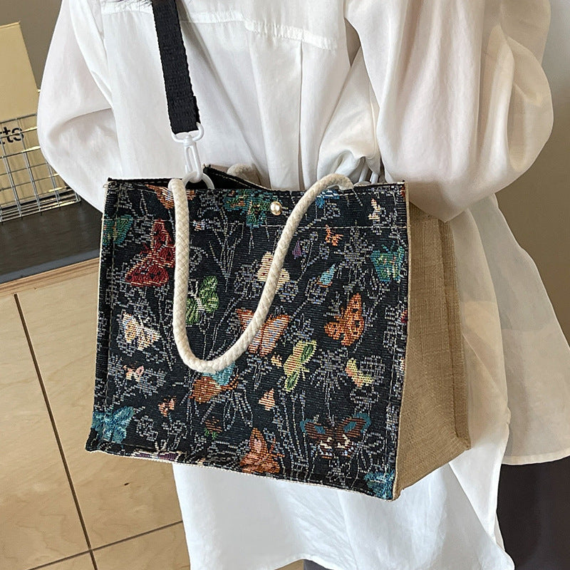 Floral Embroidered Canvas Tote Bag 1790616768 — product view 3