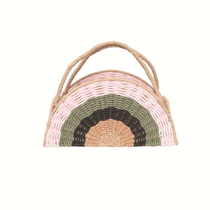 Woven Straw Rainbow Tote LoungeYard — product view 2