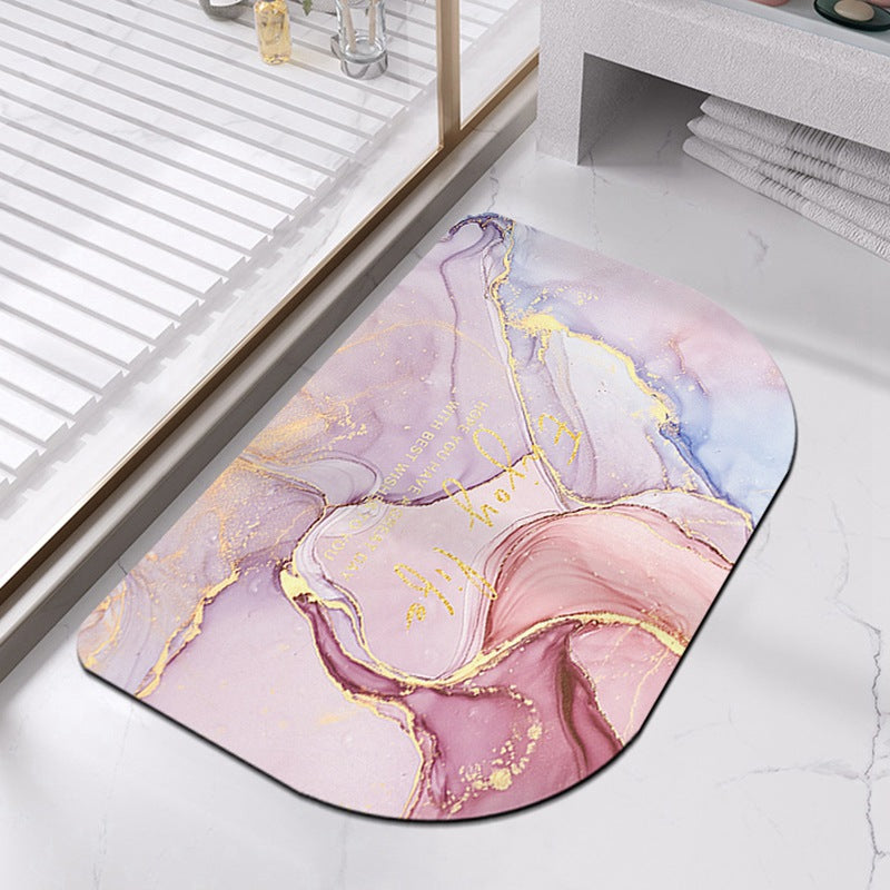 Half-Moon Marble-Pattern Bath Mat — product view 7