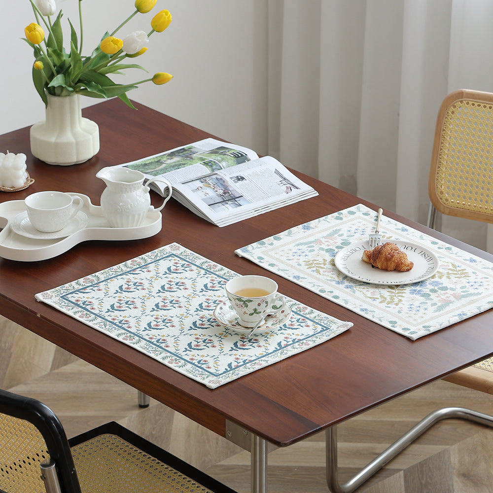 Floral woven bath mat with jacquard structure, absorbent cotton surface and non-slip underside LoungeYard — product view 2