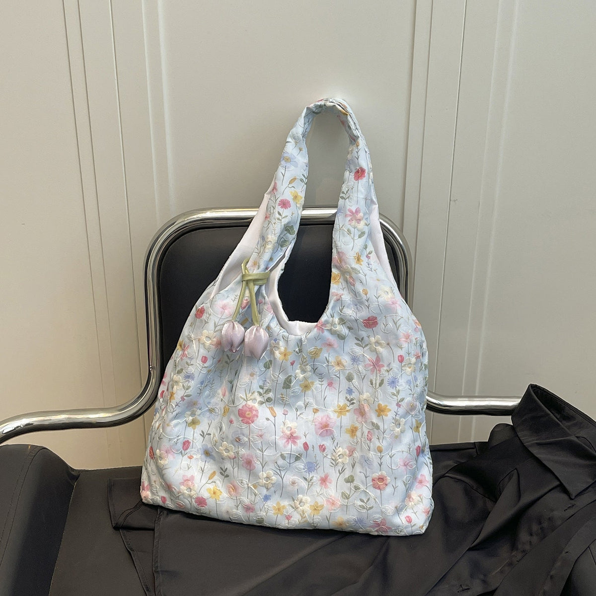 Practical Flower Print Tote Bag LoungeYard — product view 3