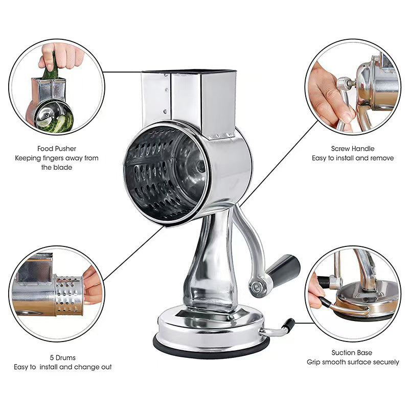 Rotary Multi-Drum Manual Grater and Slicer — product view 3