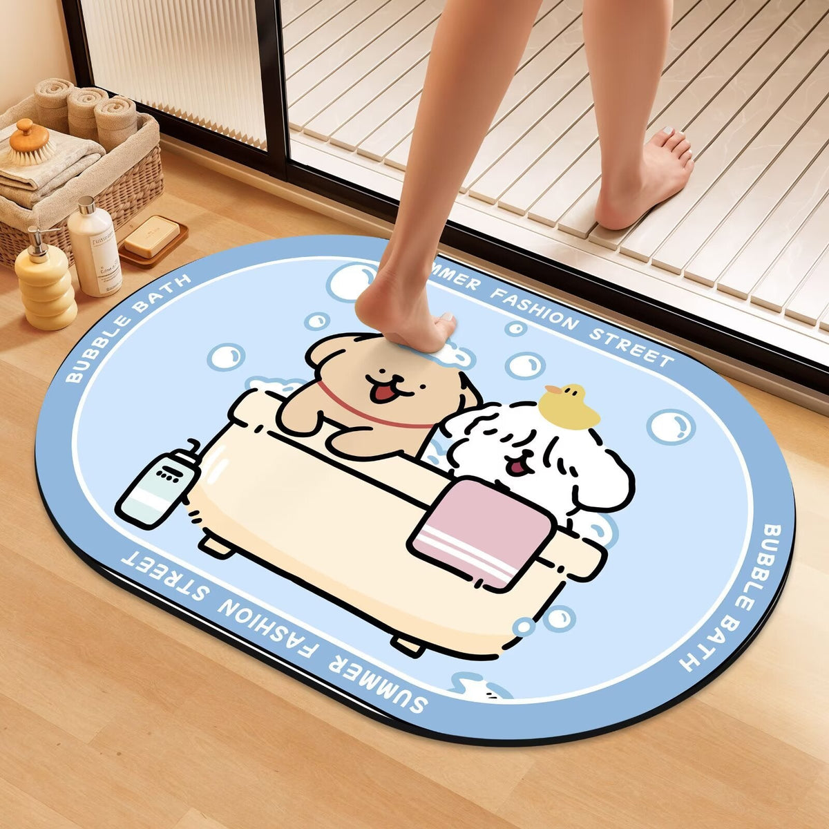 Playful Cartoon Dog Bath Mat LoungeYard — product view 4