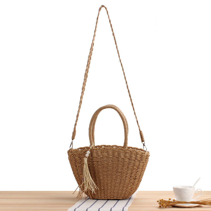 Braided crossbody bag with tassel decoration LoungeYard — product view 2