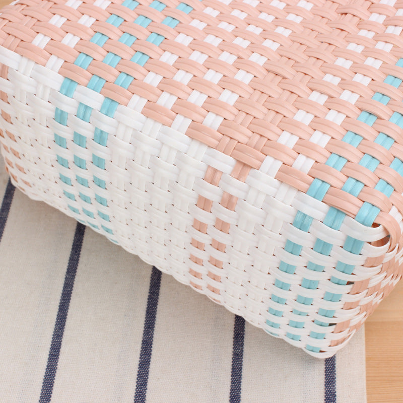 Handmade straw bag with colorful stripes LoungeYard — product view 3