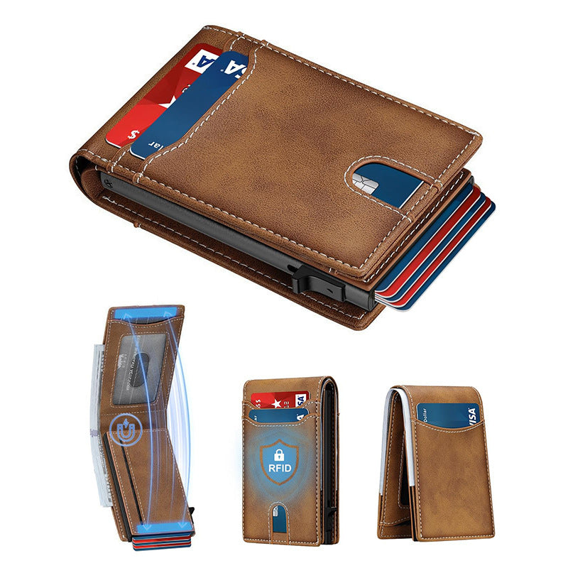 Slim RFID Protection Leather Wallet LoungeYard — product view 5