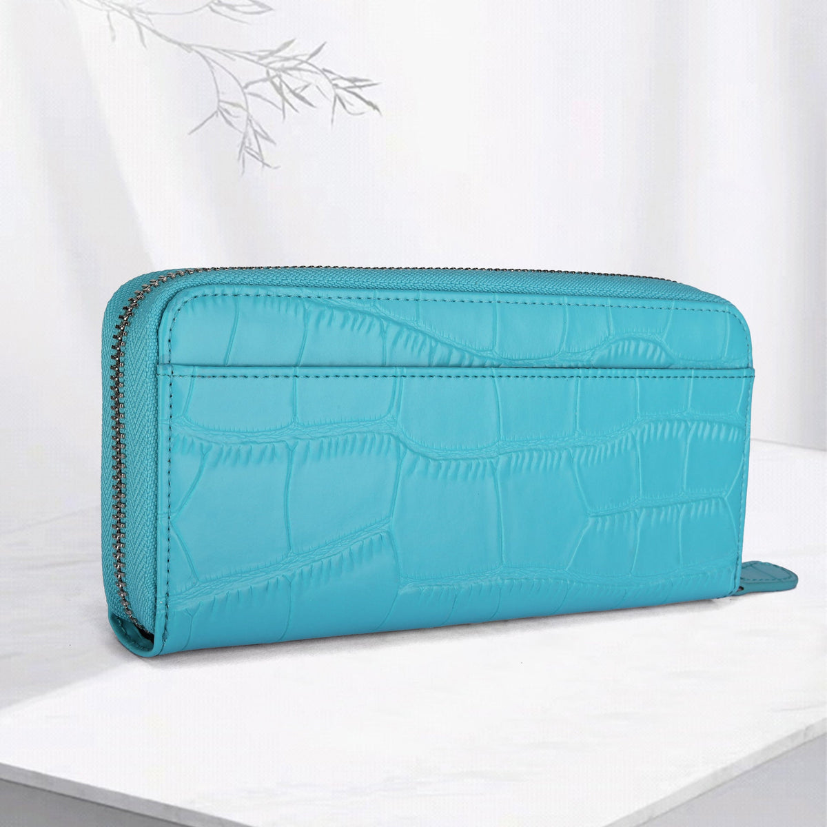 Crocodile-Embossed Zip-Around Wallet LoungeYard — product view 2