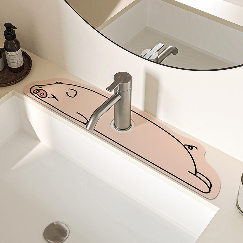 Decorative Silicone Faucet Sink Protector Mat with Dog-Shaped Counter Splash Guard — product view 5